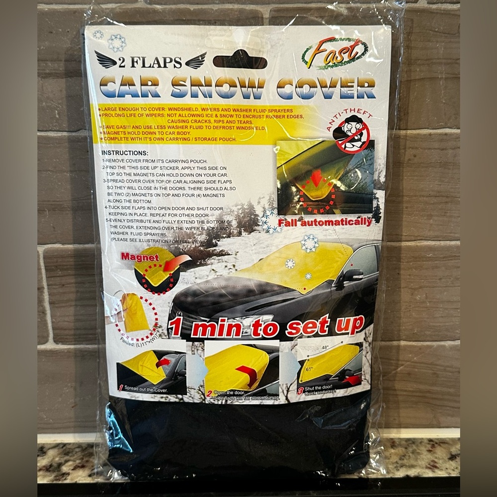 Brand New Magnetic Car Windshield Cover Black 48” x 61” NIP New in Package